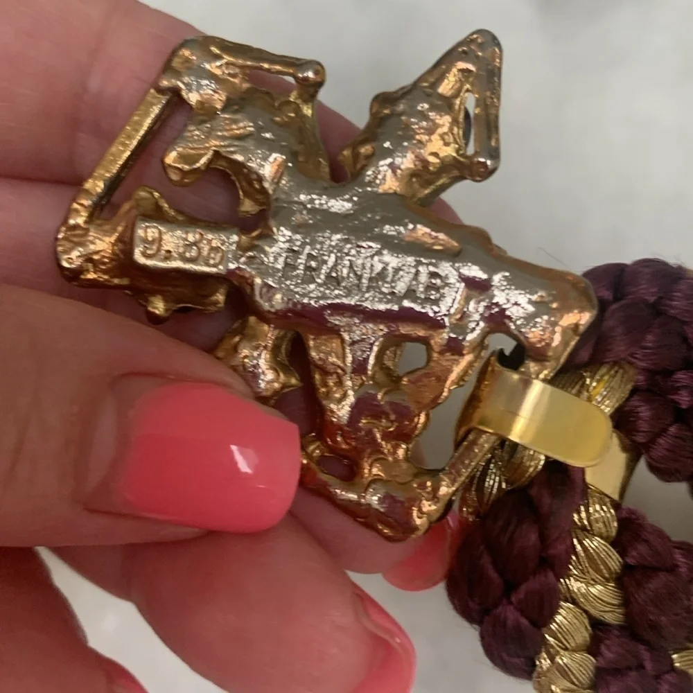 Vintage Jeweled Statement Belt or Necklace /Collar Purple Gold Franklab Designer